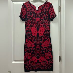 Carmen Marc Valvo Black and Red Mini Dress